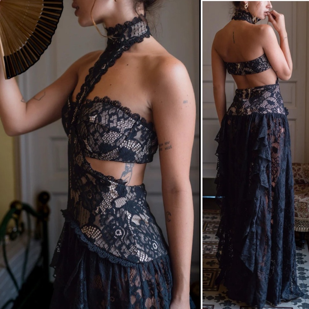 🚫 Sold 🚫 12th Tribe Black Lace Maxi Dress
